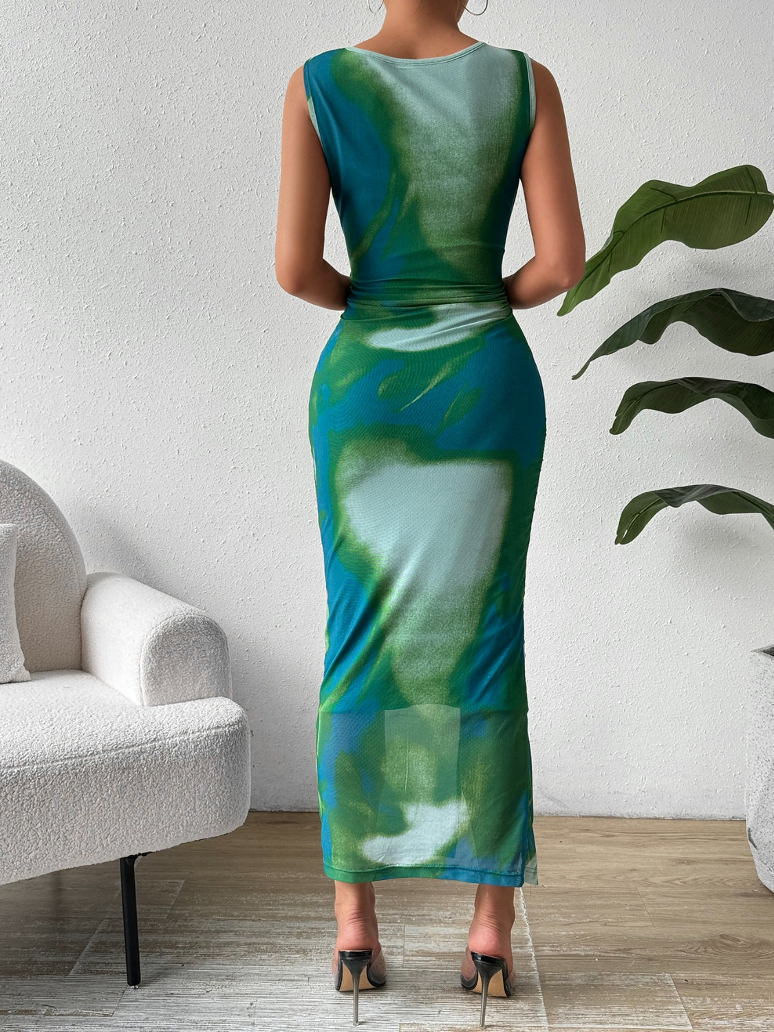 FIA Slit Round Neck Midi Tank Dress