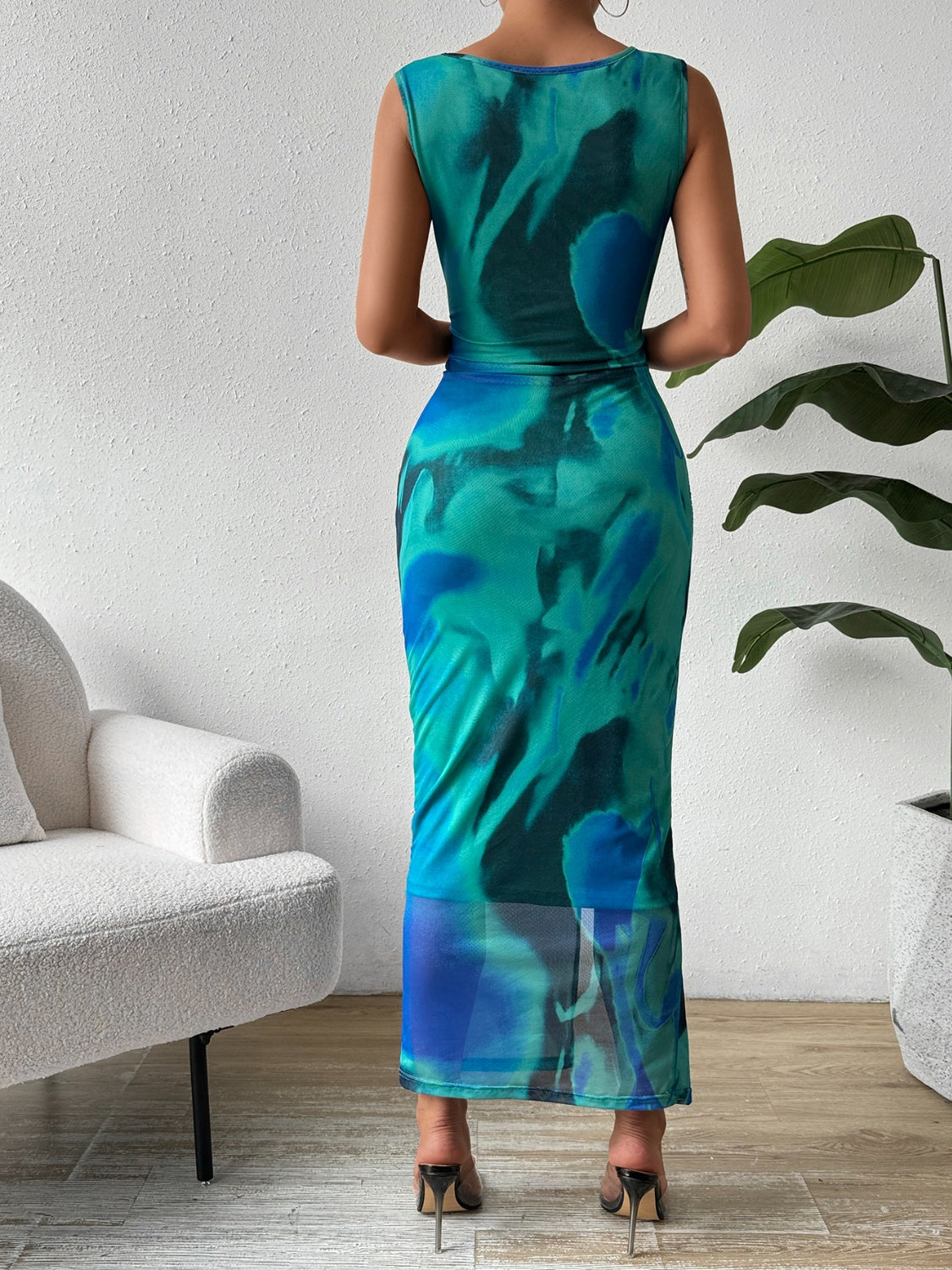 FIA Slit Round Neck Midi Tank Dress
