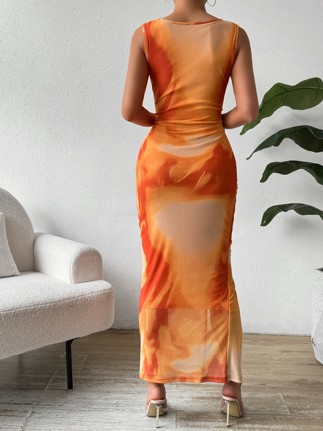 FIA Slit Round Neck Midi Tank Dress