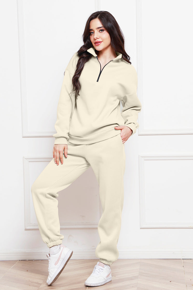 ZOE Half Zip Long Sleeve Sweatshirt and Pants Set