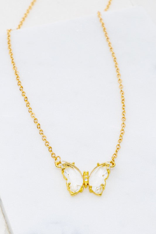 MINNA GEM STONE BUTTERFLY PENDANT NECKLACE