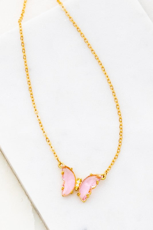 MINNA GEM STONE BUTTERFLY PENDANT NECKLACE