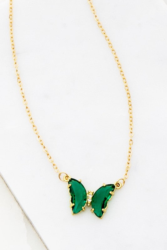 MINNA GEM STONE BUTTERFLY PENDANT NECKLACE
