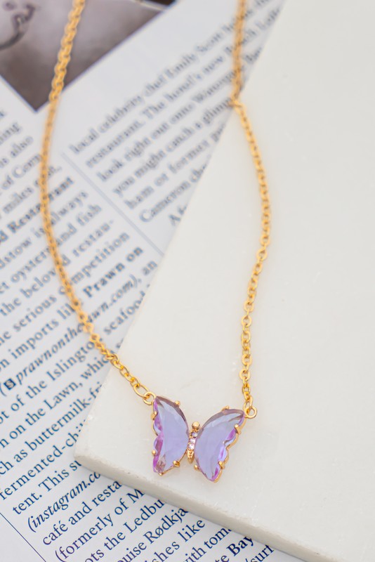 MINNA GEM STONE BUTTERFLY PENDANT NECKLACE