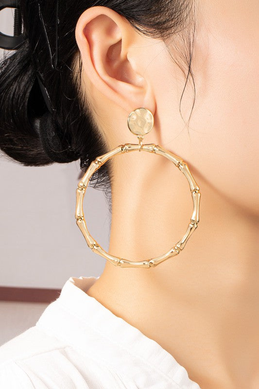REY Large statement bamboo hoop earrings
