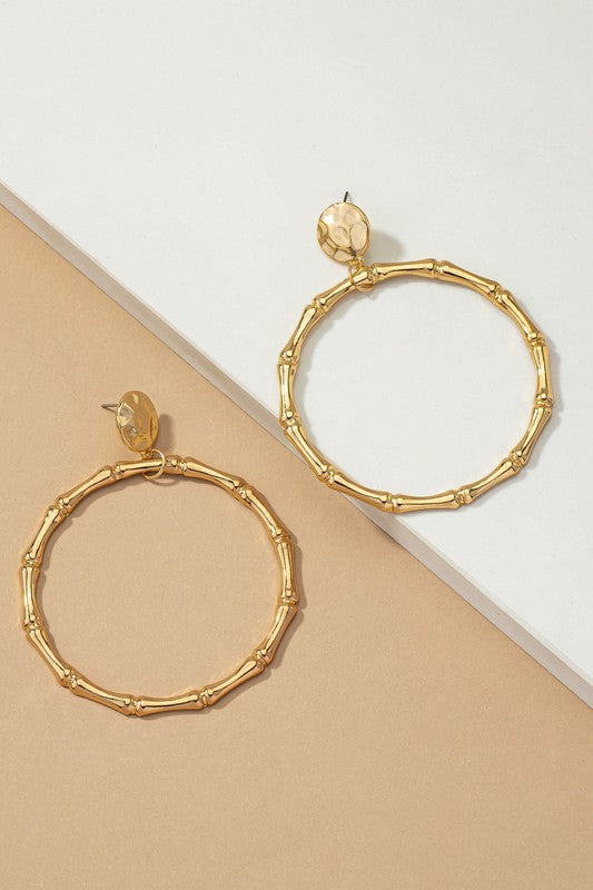 REY Large statement bamboo hoop earrings