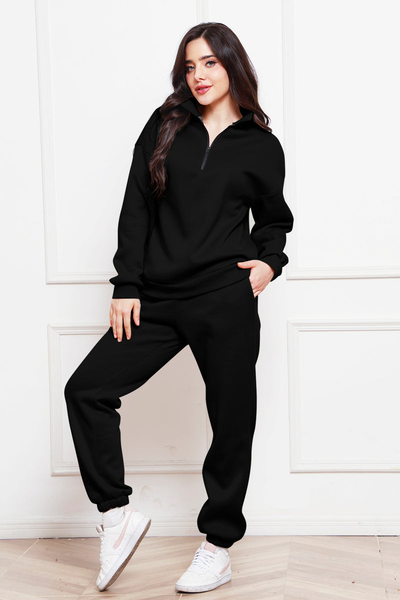 ZOE Half Zip Long Sleeve Sweatshirt and Pants Set