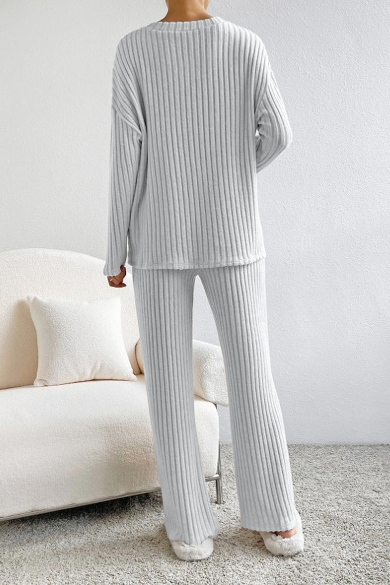 RILEY Ribbed V-Neck Top and Pants Set