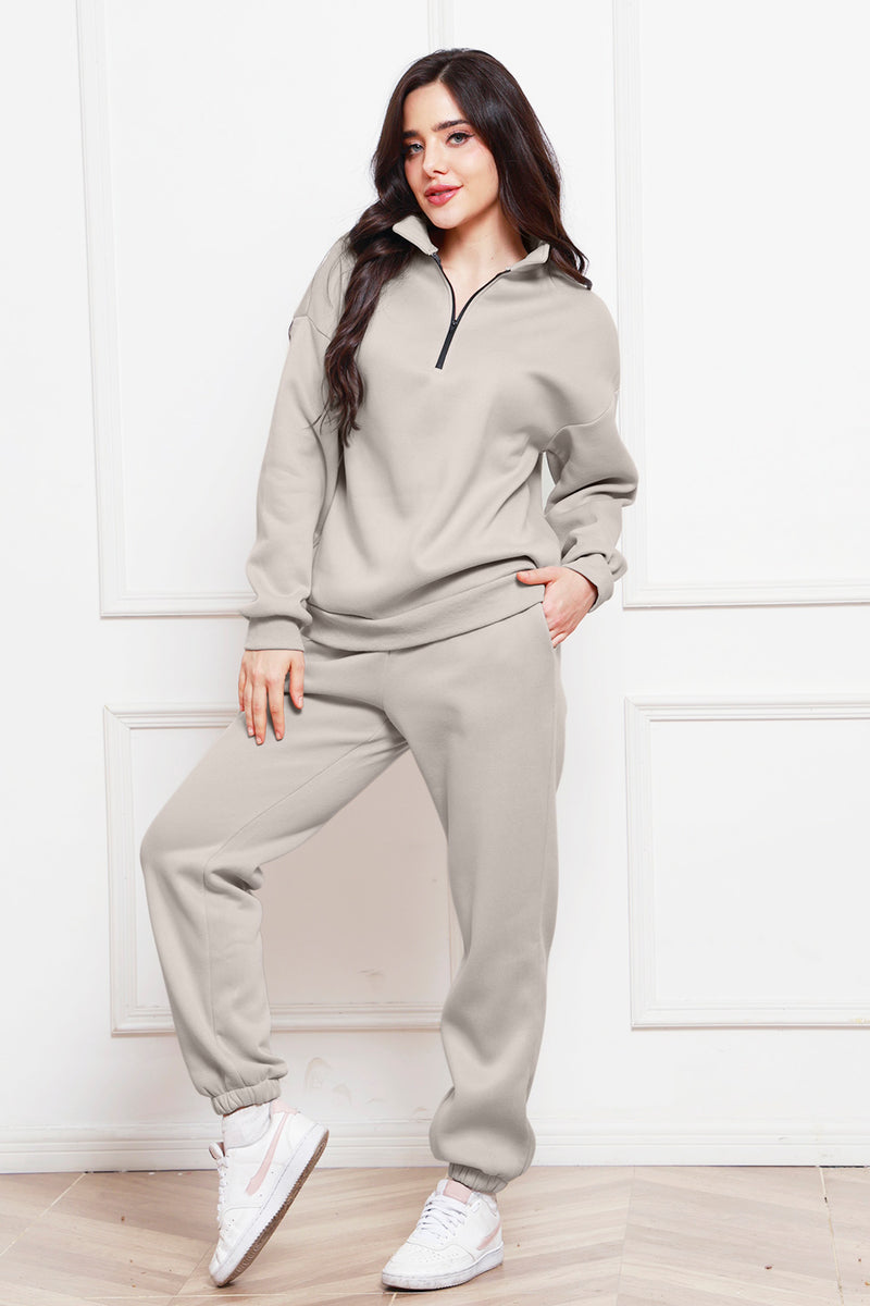 ZOE Half Zip Long Sleeve Sweatshirt and Pants Set