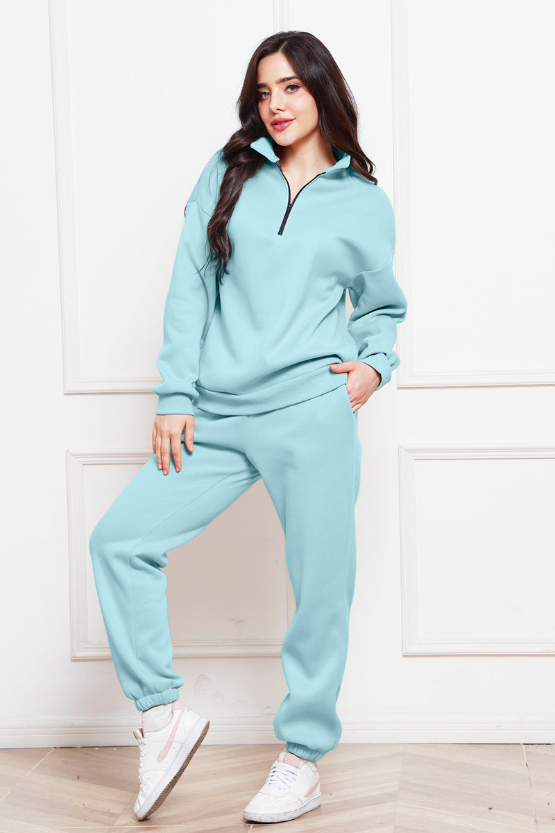 ZOE Half Zip Long Sleeve Sweatshirt and Pants Set