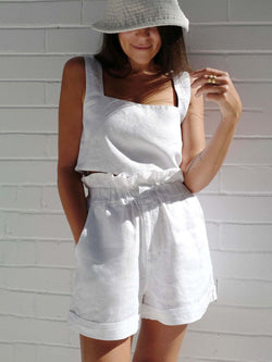 MIRA Square Neck Sleeveless Top and Shorts Set