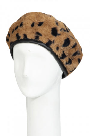 Faux Fur Leopard Print Beret