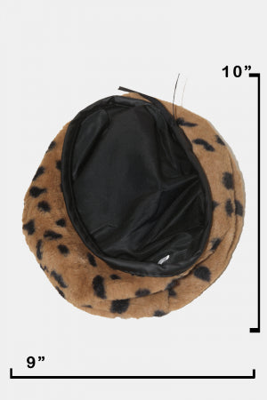 Faux Fur Leopard Print Beret