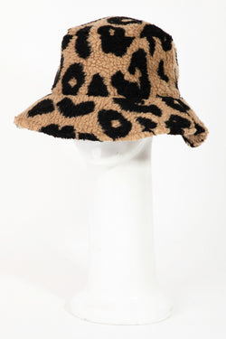 Leopard Print Sherpa Bucket Hat