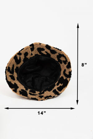 Leopard Print Sherpa Bucket Hat