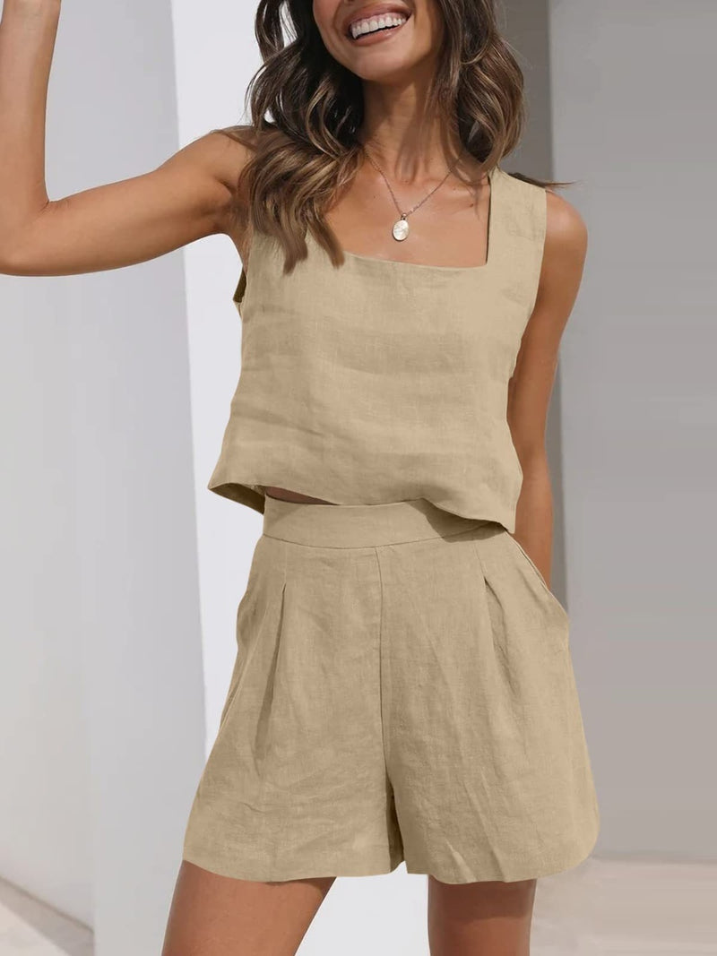 Reece Square Neck Wide Strap Top and Shorts Set