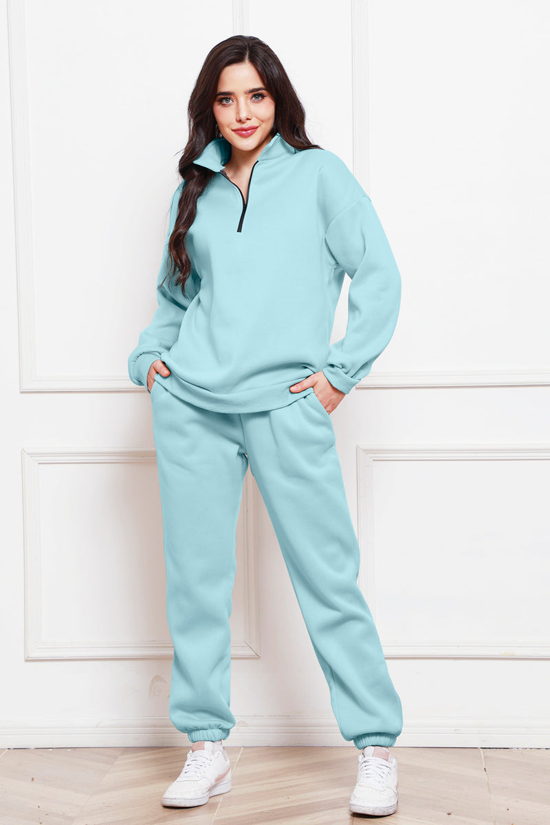 ZOE Half Zip Long Sleeve Sweatshirt and Pants Set