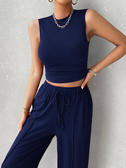 Brea Mock Neck Sleeveless Top and Drawstring Pants Set