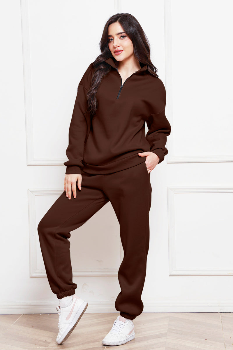 ZOE Half Zip Long Sleeve Sweatshirt and Pants Set