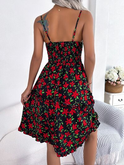 Printed Plunge Spaghetti Strap Dress