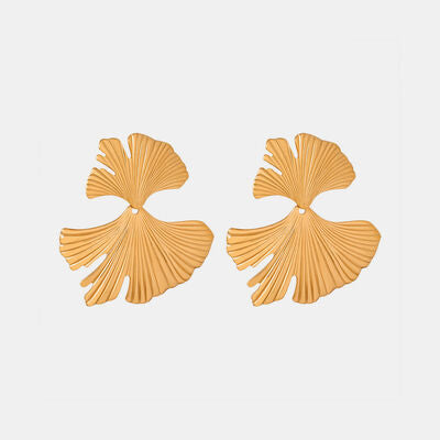ALONDRA Ginkgo Biloba Design Stud Earrings