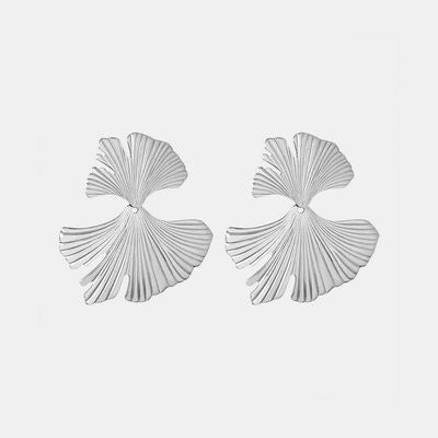 ALONDRA Ginkgo Biloba Design Stud Earrings